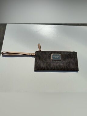 Michael Kors Brown and Beige Logo Wristlet